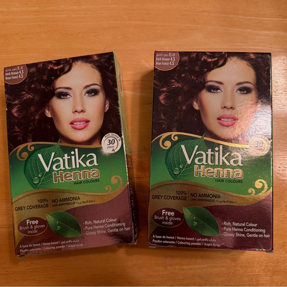 Vatika Henna Hair Color Kit Dark Brown No Ammonia New in Box Hair Dye Pack of 2